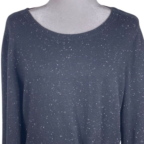 Talbots Black Speckled Tweed Side Tie Sweater Dress Size 1X Knit Classic - Picture 6 of 16